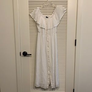 White midi off the shoulder dress